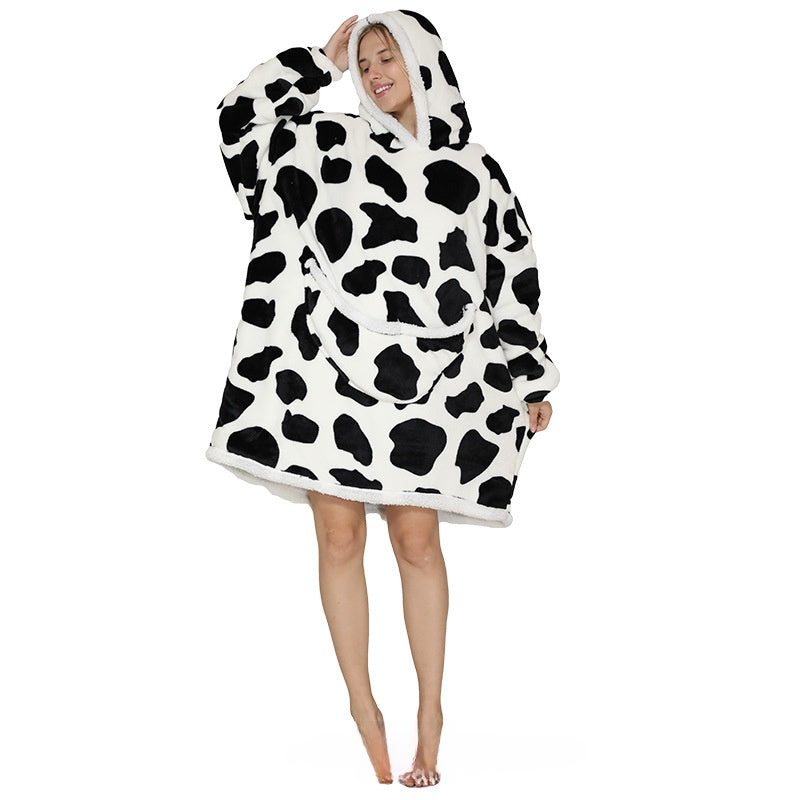 Cozy Lamb Wool Hooded Blanket Pullover | Warm & Soft Wearable Blanket
