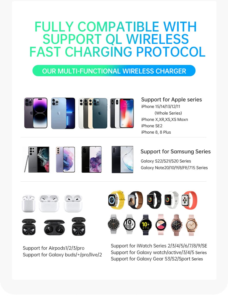 3-in-1 Magnetic Wireless Charger | Fast Charging Stand for Apple Devices