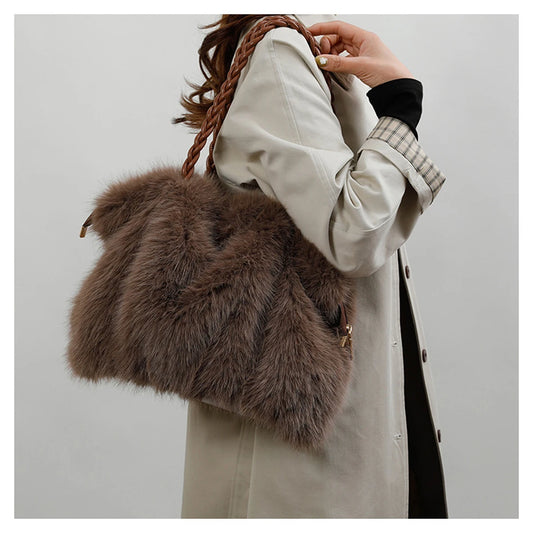 Bolso tote de felpa elegante y de gran capacidad para mujer | A la moda