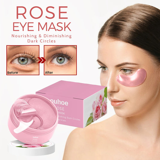 60pcs Rose Firming Eye Mask Anti Dark Circles Bags Remove Puffiness Moisturize Brighten Smooth Fine Lines Lifting Eye Mask