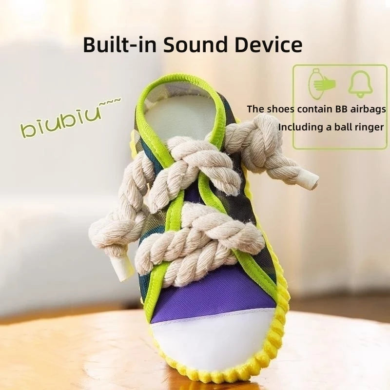 Pet Cotton Rope Slippers | Fun Squeaky Dog Toys for Chewing