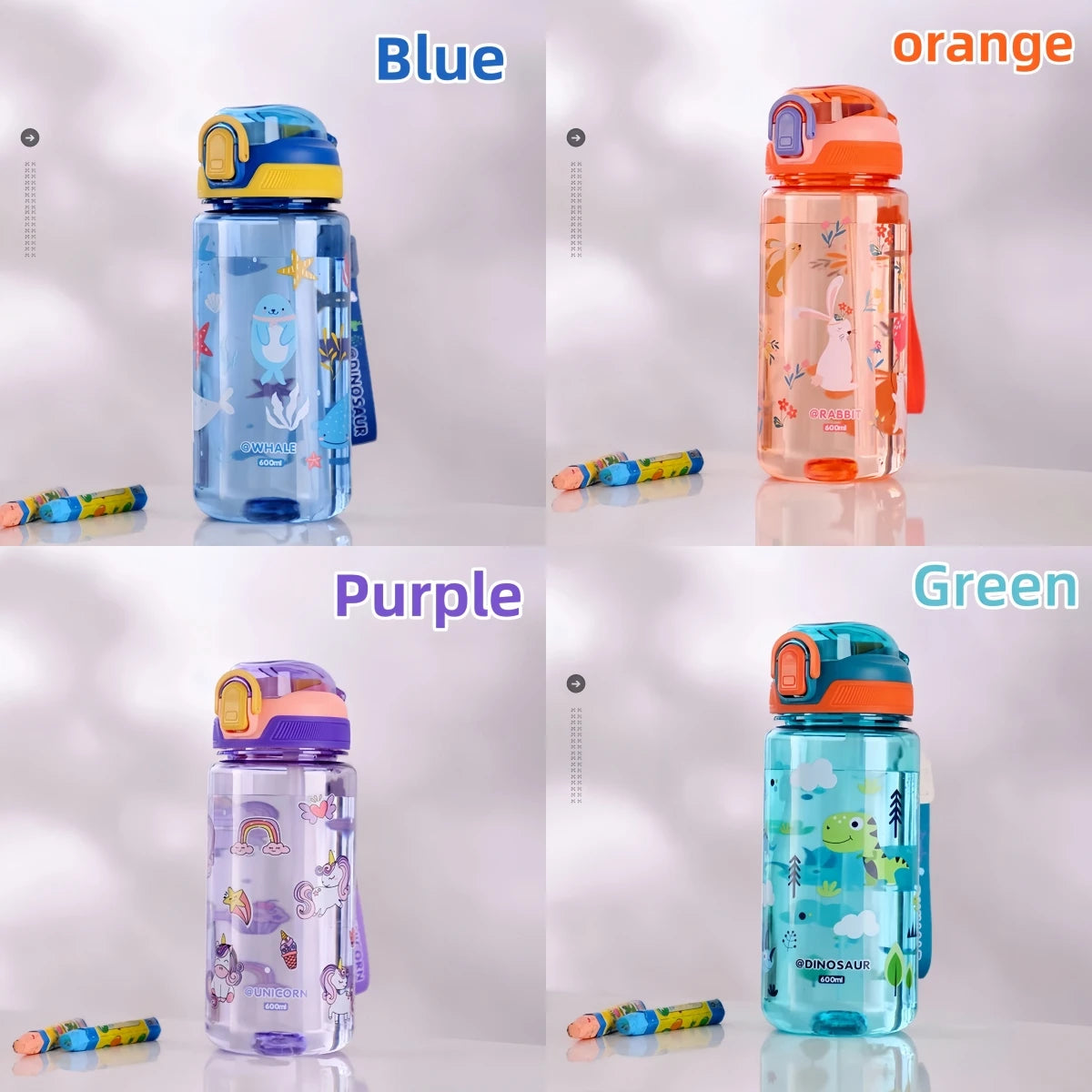 Kids Dinosaur Water Bottle | Leakproof Sippy Cups with Straw