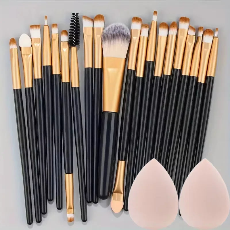 20PCS Professional Makeup Brushes Set | Synthetic Hair Foundation, Blending, Eyeliner, Concealer & Contour Brushes with Sponge 2026