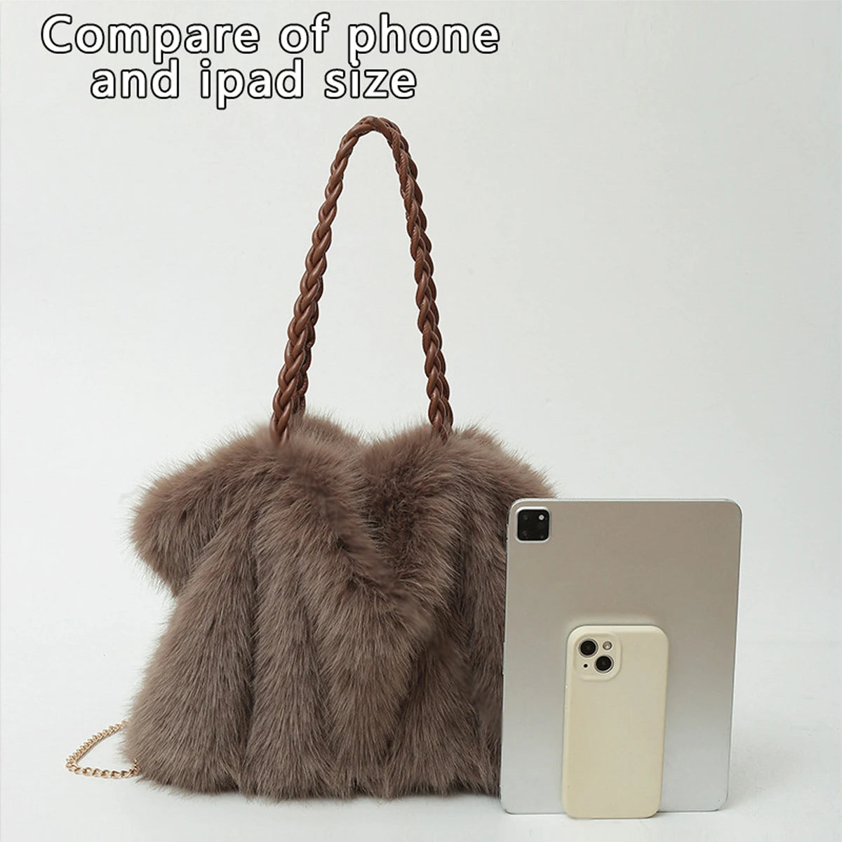 Bolso tote de felpa elegante y de gran capacidad para mujer | A la moda