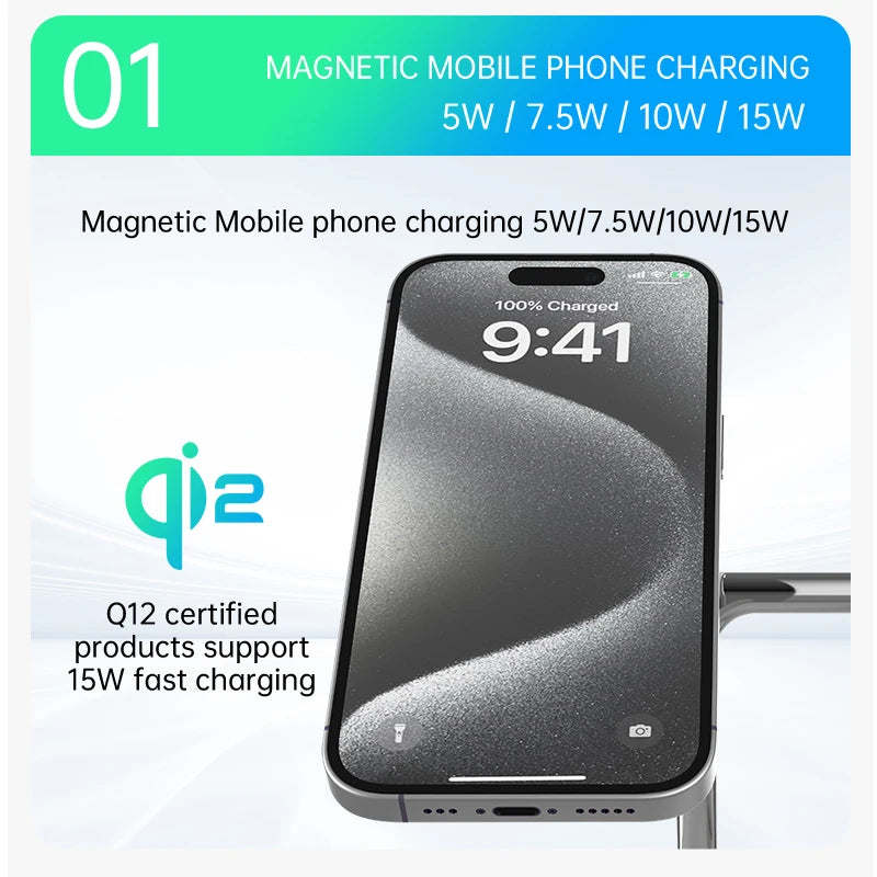 3-in-1 Magnetic Wireless Charger | Fast Charging Stand for Apple Devices