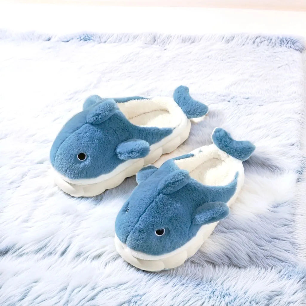 Unisex Fuzzy Sharky Slides | Adorable Whale Shark Slippers
