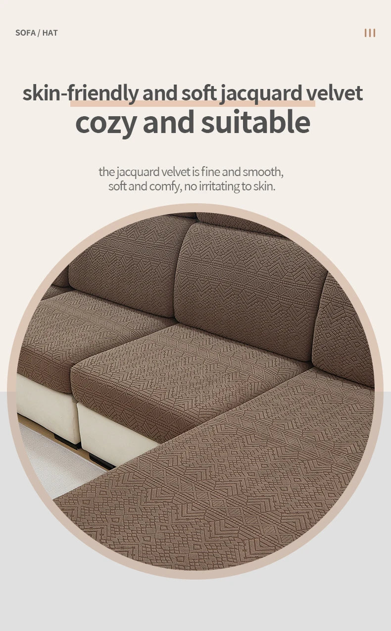 Elastic Jacquard Polar Fleece Sofa Cushion Covers | Pet-Proof Design
