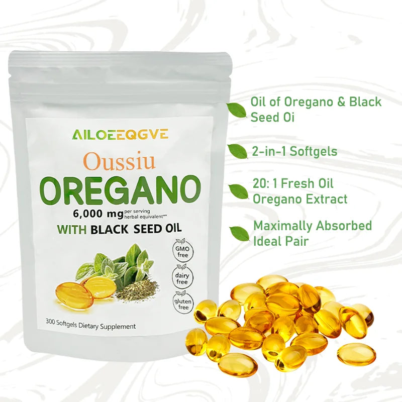 Oil of Oregano Softgels with Black Seed Oil | 6000mg, 300 Count