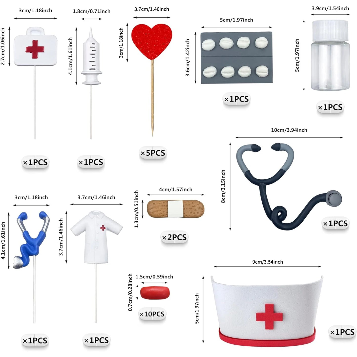 Nurse Cake Topper Set | Perfect Graduation & Medical Party Decor