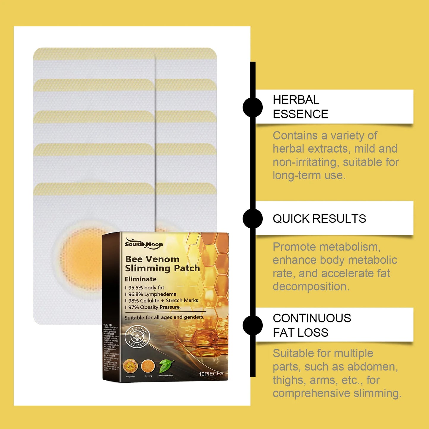 10pcs Bee Venom Body Shaping Patches for Weight Loss & Detox