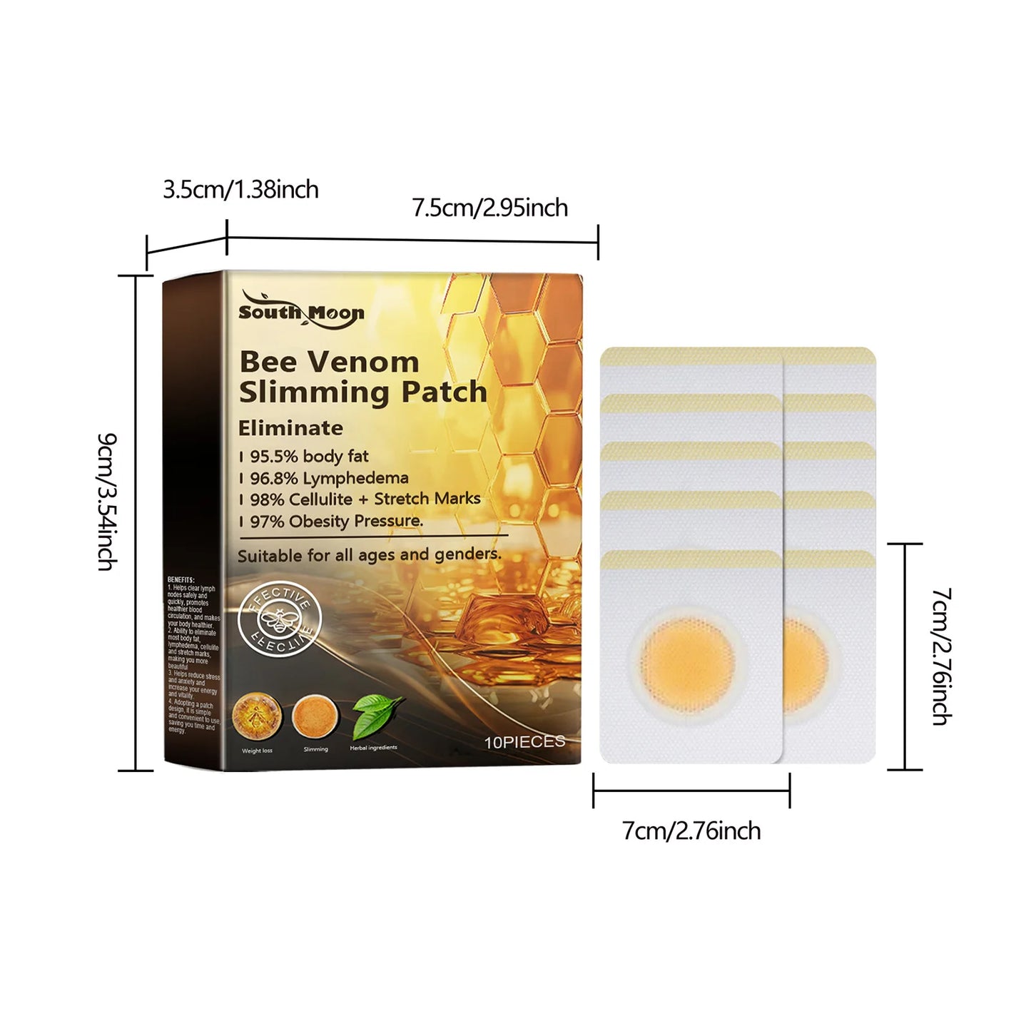 10pcs Bee Venom Body Shaping Patches for Weight Loss & Detox