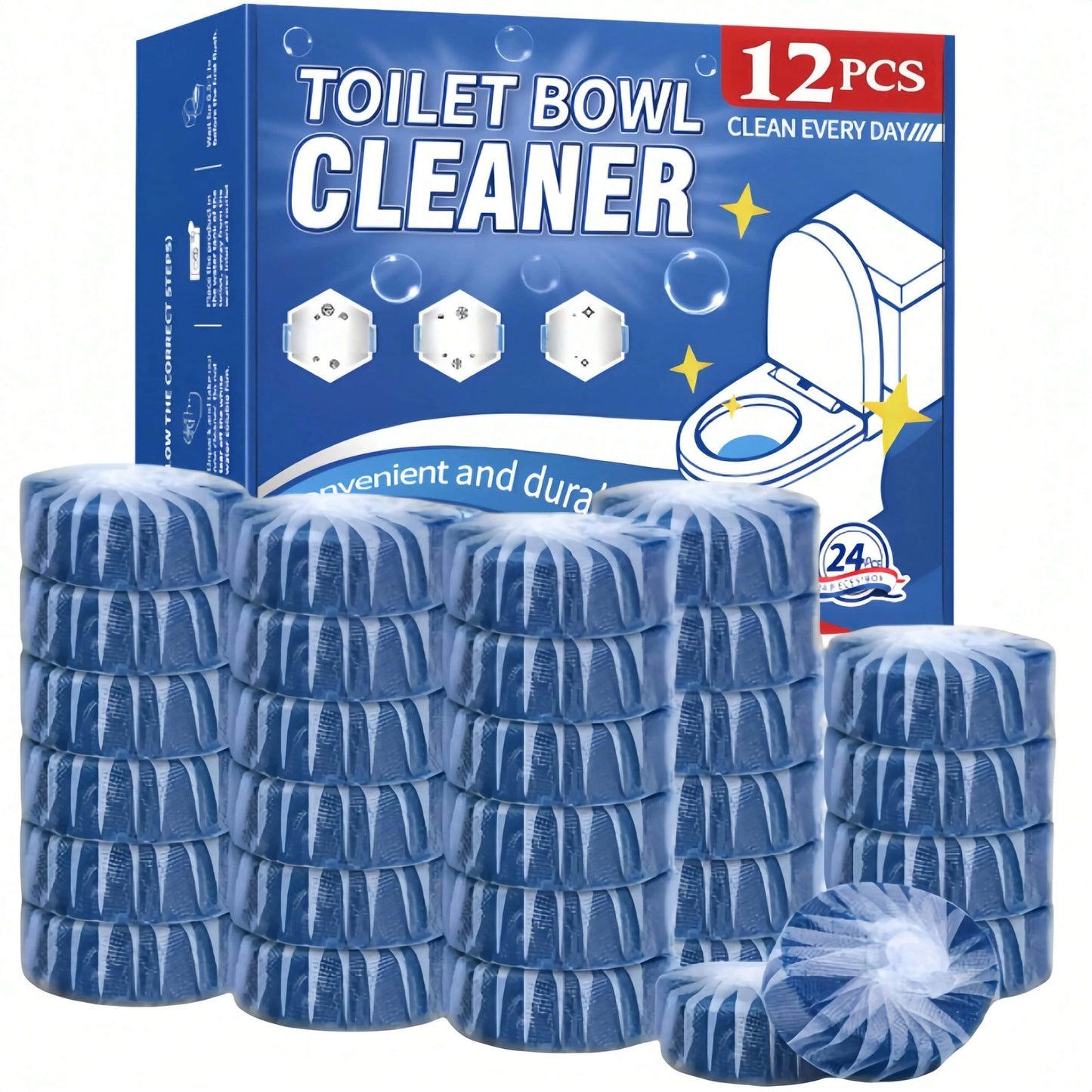 12-Pack Toilet Bowl Cleaner Tablets | Powerful Stain Removal