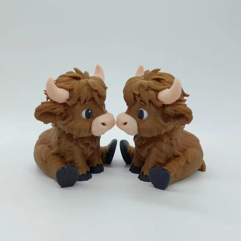 3D Printed Highland Cow Desk Pet | Adorable Farmhouse Decor