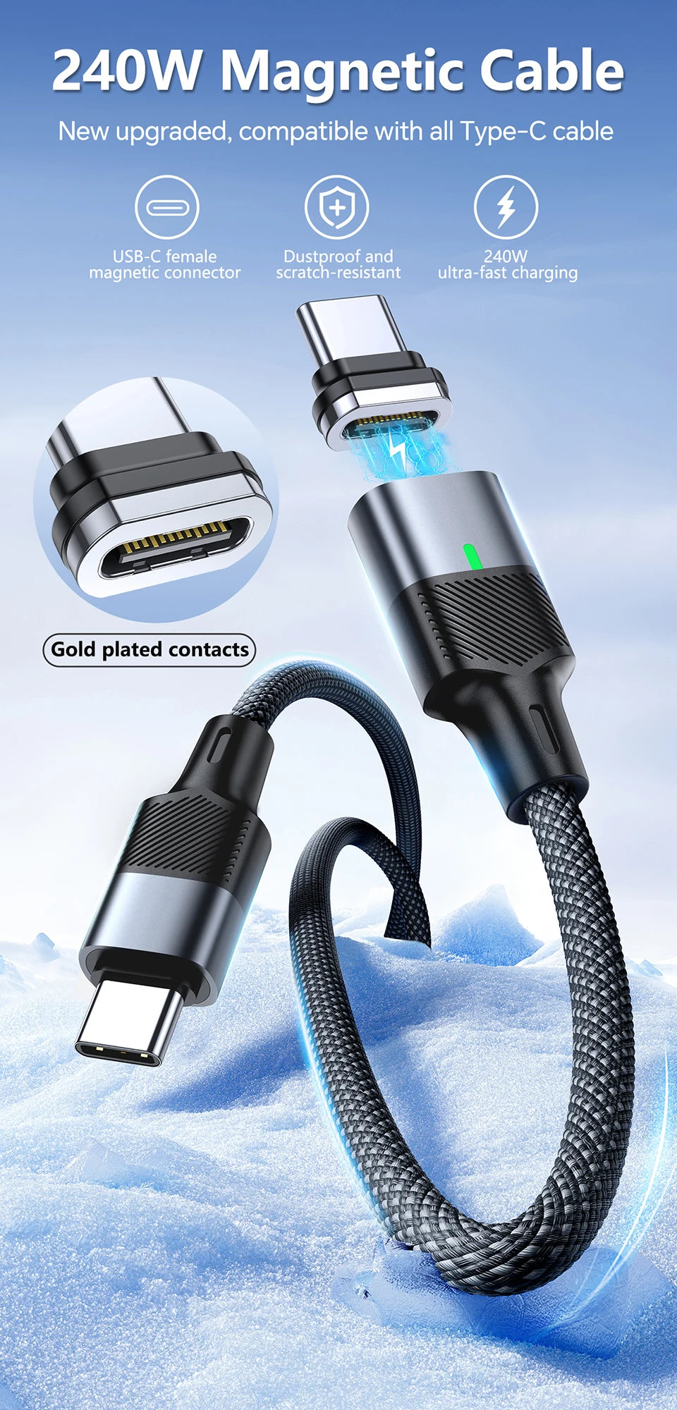 Super Fast Charging Magnetic USB C Cable | Universal Compatibility