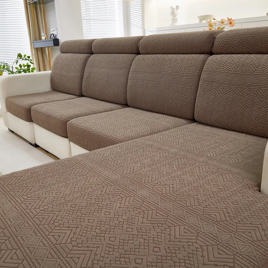 Elastic Jacquard Polar Fleece Sofa Cushion Covers | Pet-Proof Design