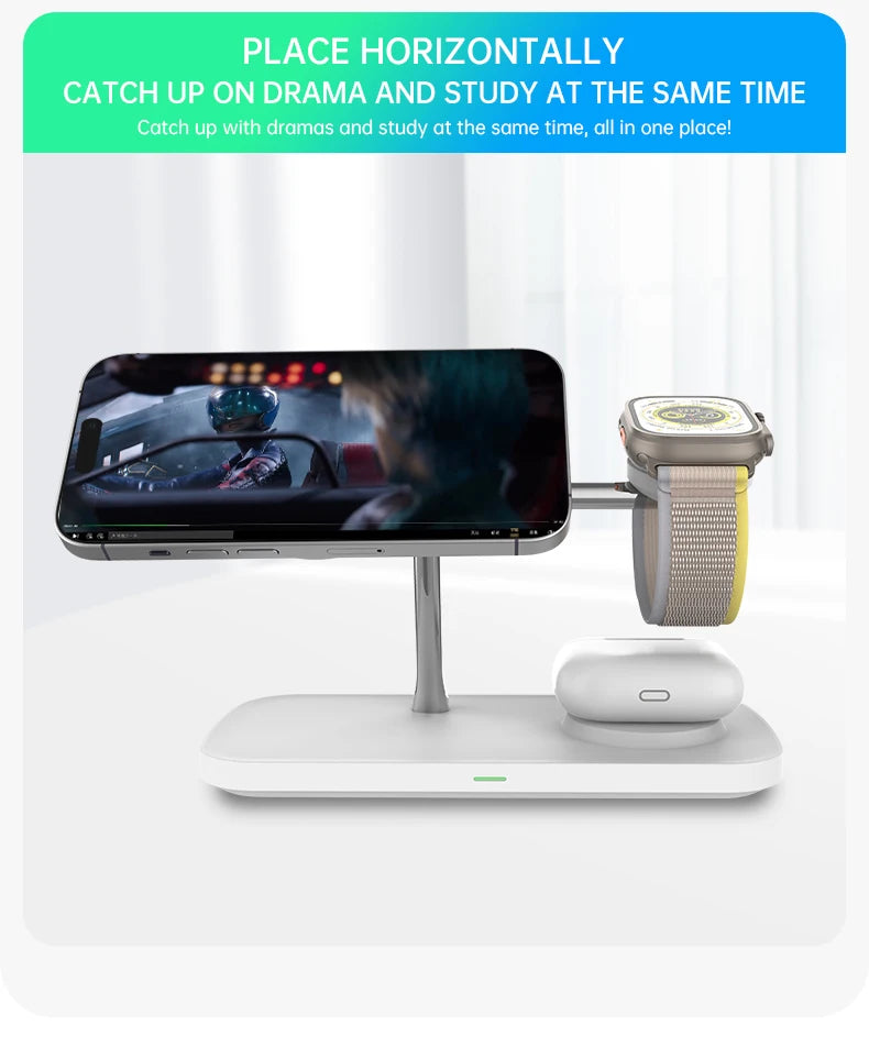 3-in-1 Magnetic Wireless Charger | Fast Charging Stand for Apple Devices