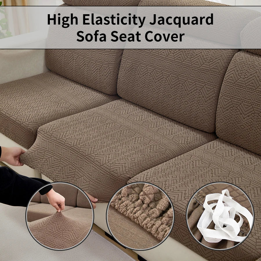 Elastic Jacquard Polar Fleece Sofa Cushion Covers | Pet-Proof Design