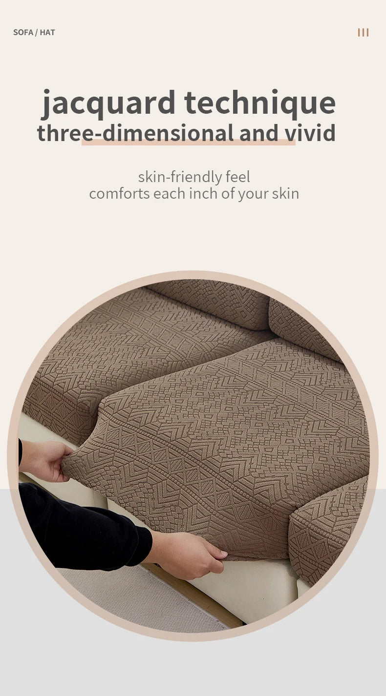 Elastic Jacquard Polar Fleece Sofa Cushion Covers | Pet-Proof Design