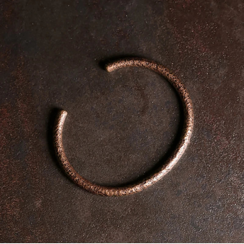 Rustic Copper Cuff Bracelet | Handmade Metal Viking Bangle