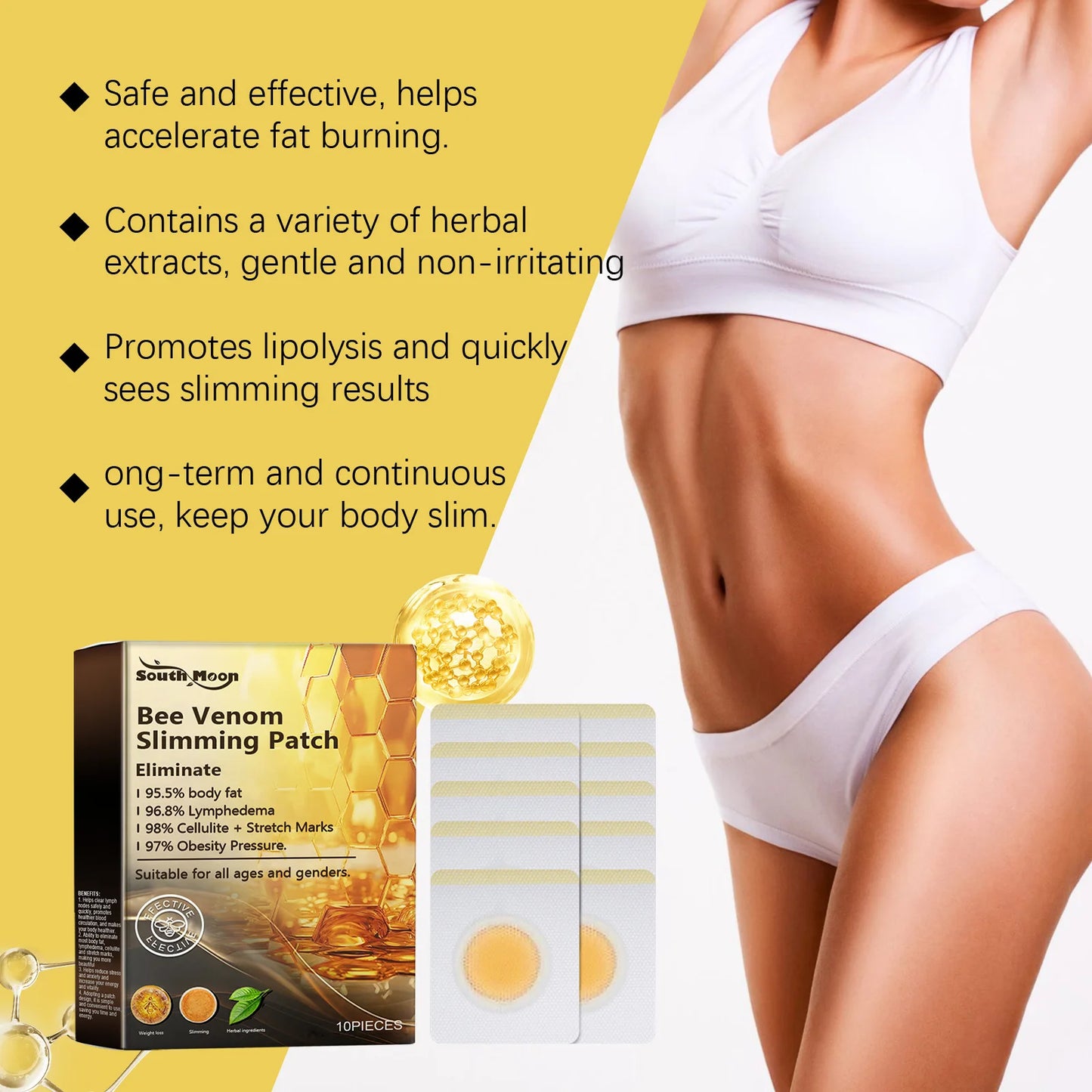 10pcs Bee Venom Body Shaping Patches for Weight Loss & Detox