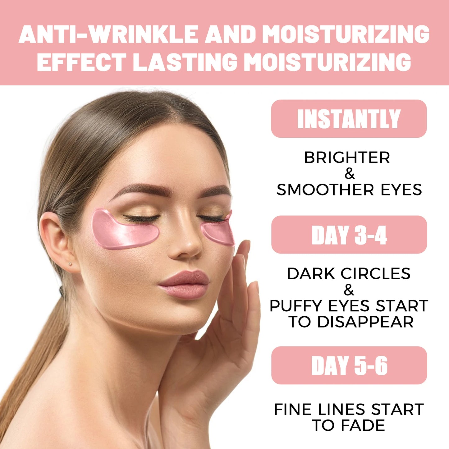 60pcs Rose Firming Eye Mask Anti Dark Circles Bags Remove Puffiness Moisturize Brighten Smooth Fine Lines Lifting Eye Mask