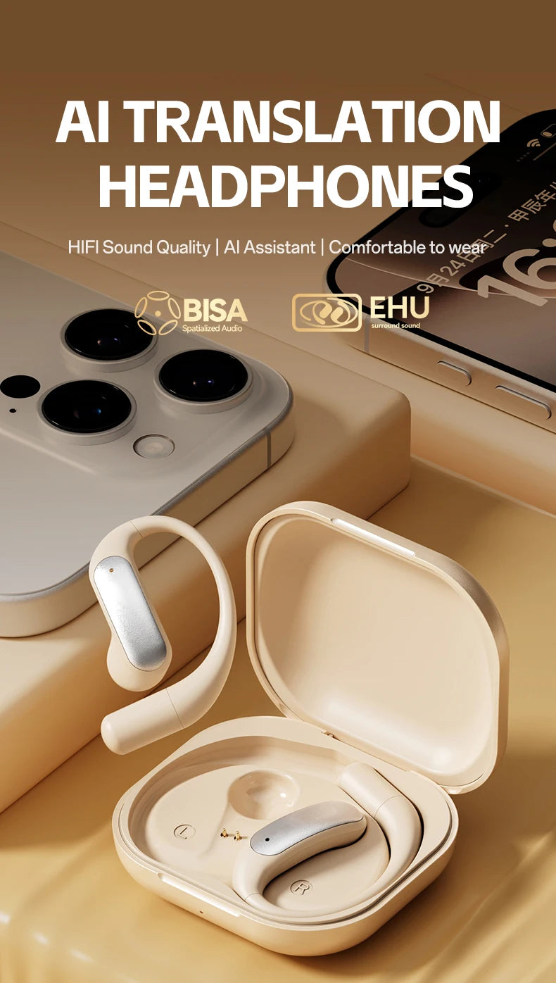 Wireless ANC Bluetooth Earphones with Real-time Translation