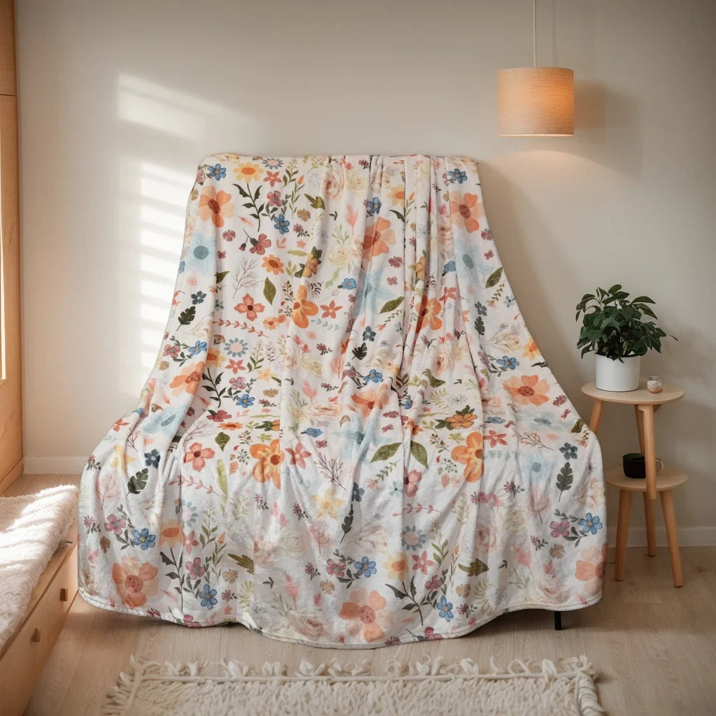 Floral Fleece Blanket | Soft Cozy Throw for Warm Comfort