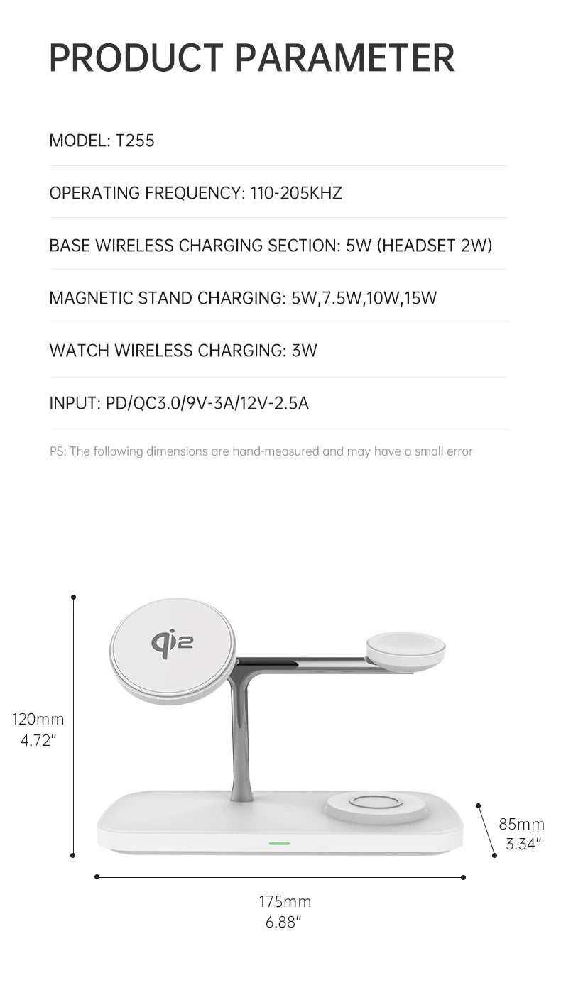 3-in-1 Magnetic Wireless Charger | Fast Charging Stand for Apple Devices