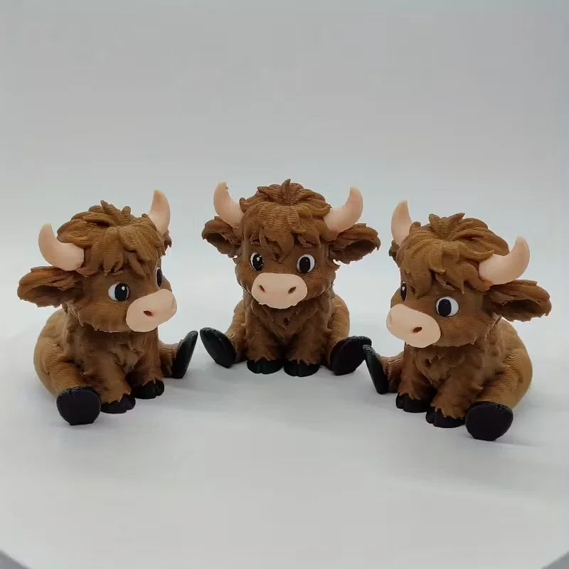 3D Printed Highland Cow Desk Pet | Adorable Farmhouse Decor