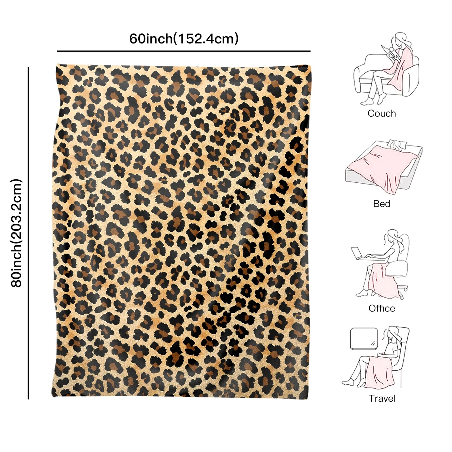Trendy Leopard Fleece Blanket | Super Soft Cozy Throw for Home