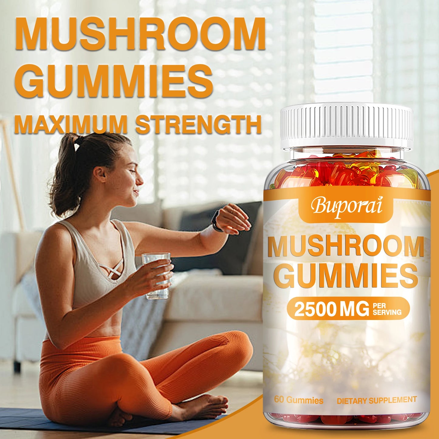 Mushroom Gummies for Brain Health & Immune Support - 60 Gummies