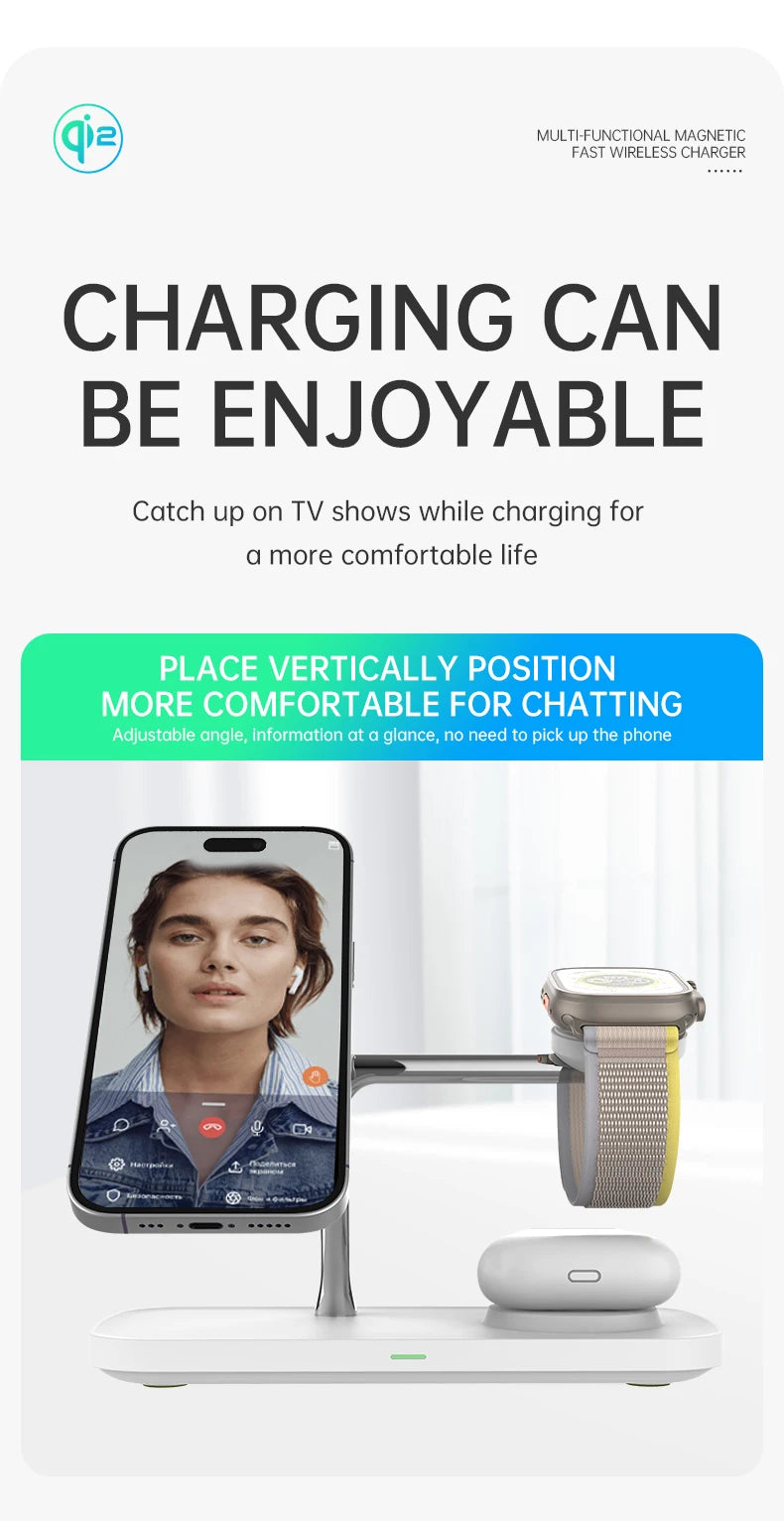 3-in-1 Magnetic Wireless Charger | Fast Charging Stand for Apple Devices