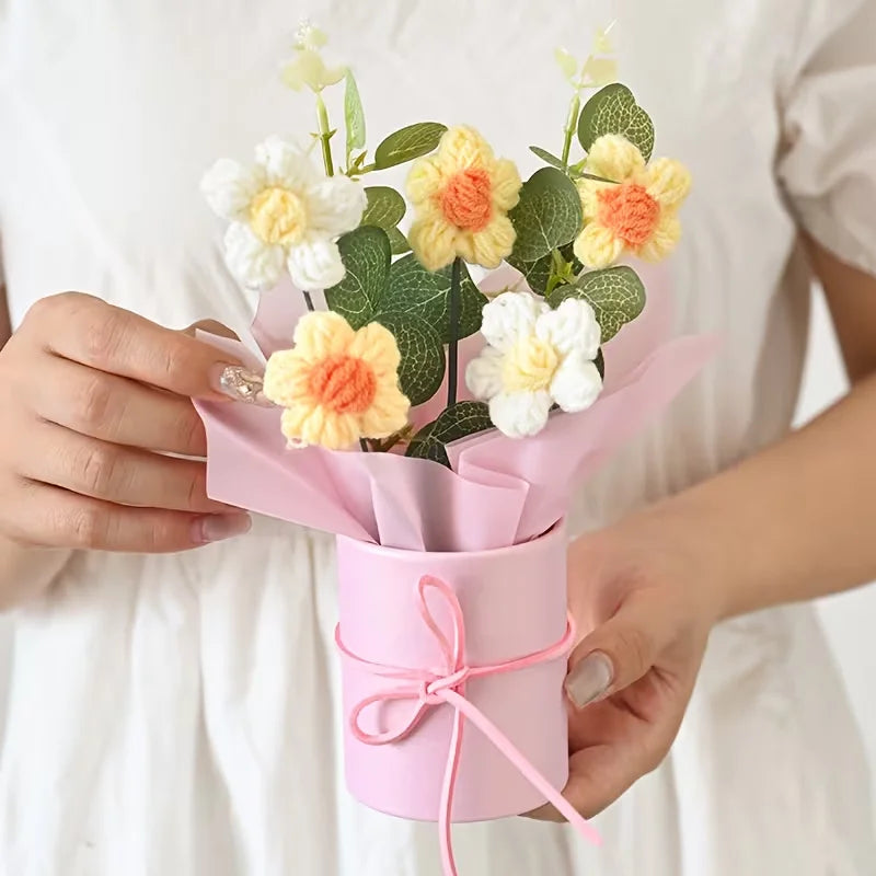 Handmade Knitted Artificial Flower | Elegant Home Decor Gift