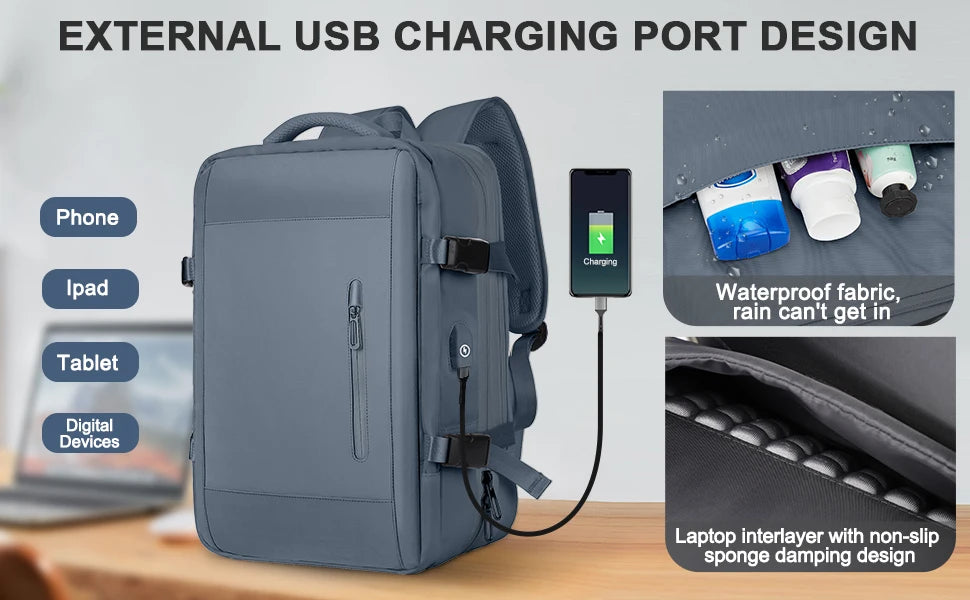 Stylish Waterproof Travel Backpack for Men & Women | 40L Capacity