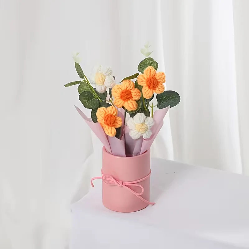 Handmade Knitted Artificial Flower | Elegant Home Decor Gift