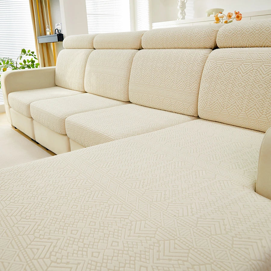 Elastic Jacquard Polar Fleece Sofa Cushion Covers | Pet-Proof Design
