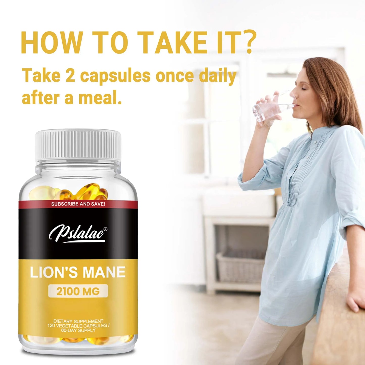 Lion's Mane Capsules - Boost Brain Power & Immunity | 120 Count