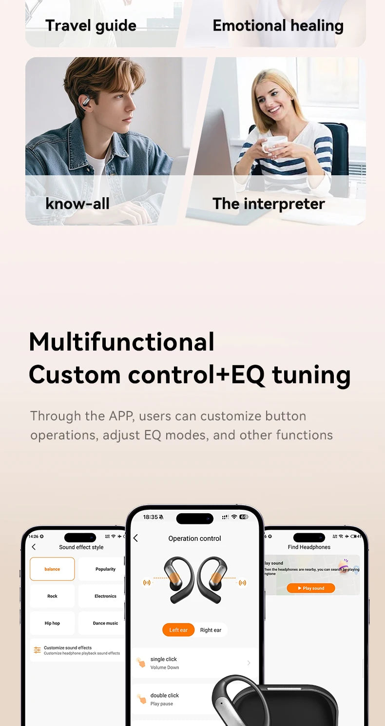 Wireless ANC Bluetooth Earphones with Real-time Translation