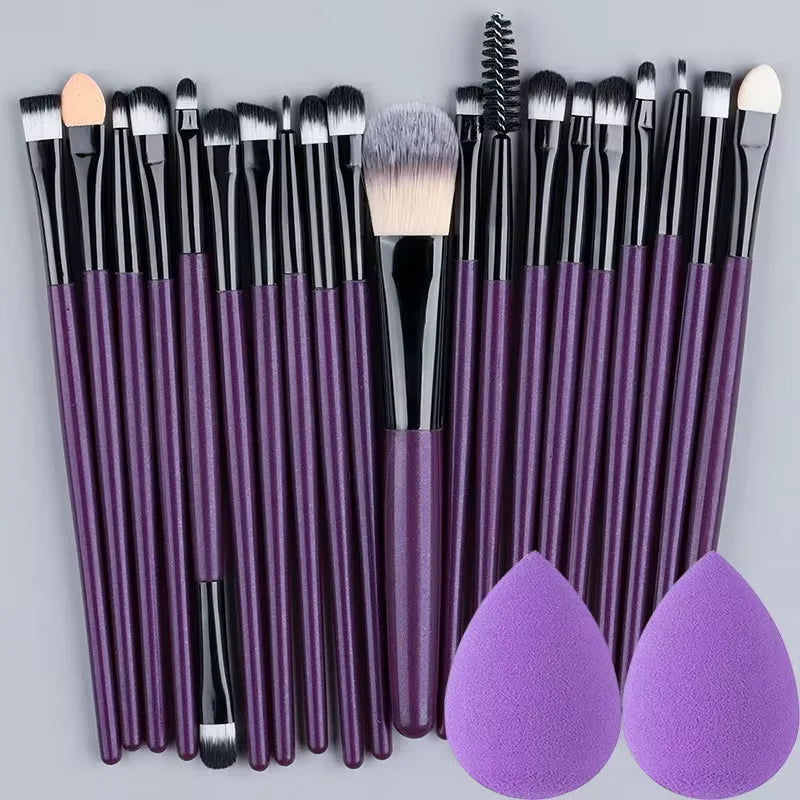 20PCS Professional Makeup Brushes Set | Synthetic Hair Foundation, Blending, Eyeliner, Concealer & Contour Brushes with Sponge 2026