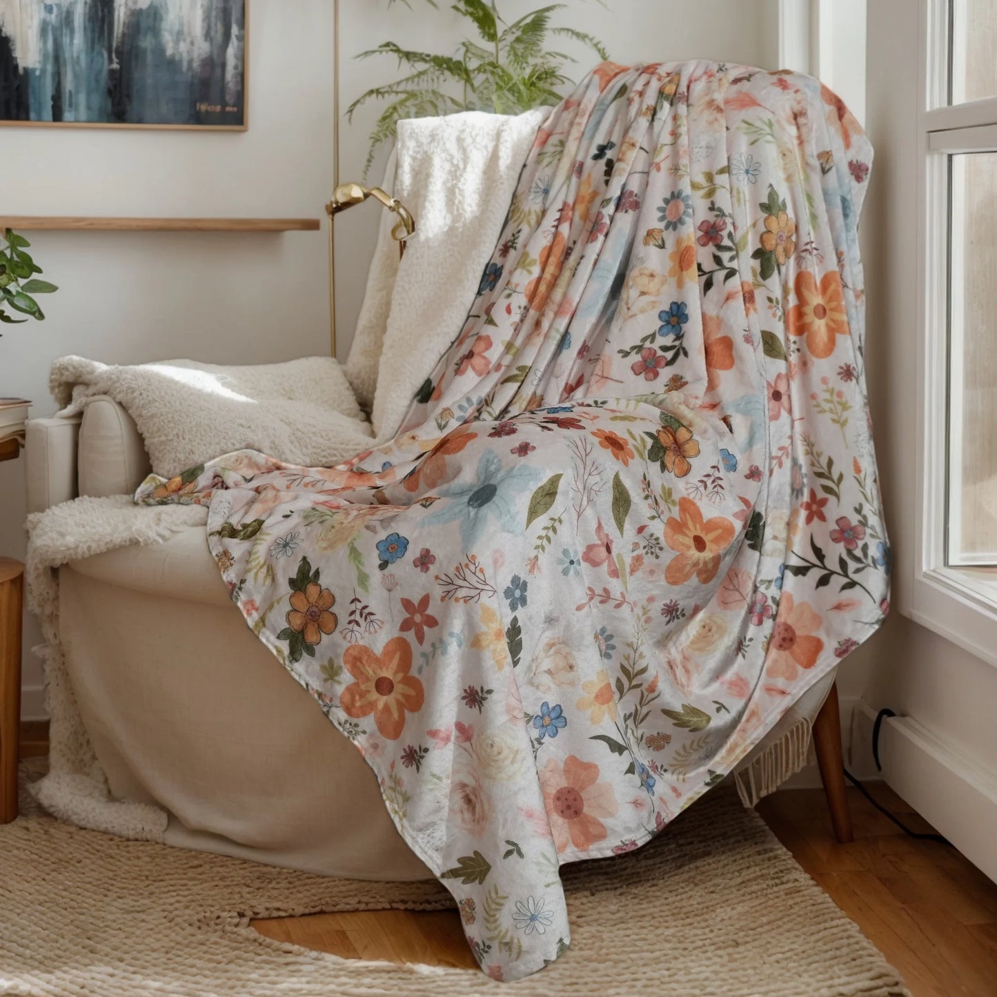 Floral Fleece Blanket | Soft Cozy Throw for Warm Comfort