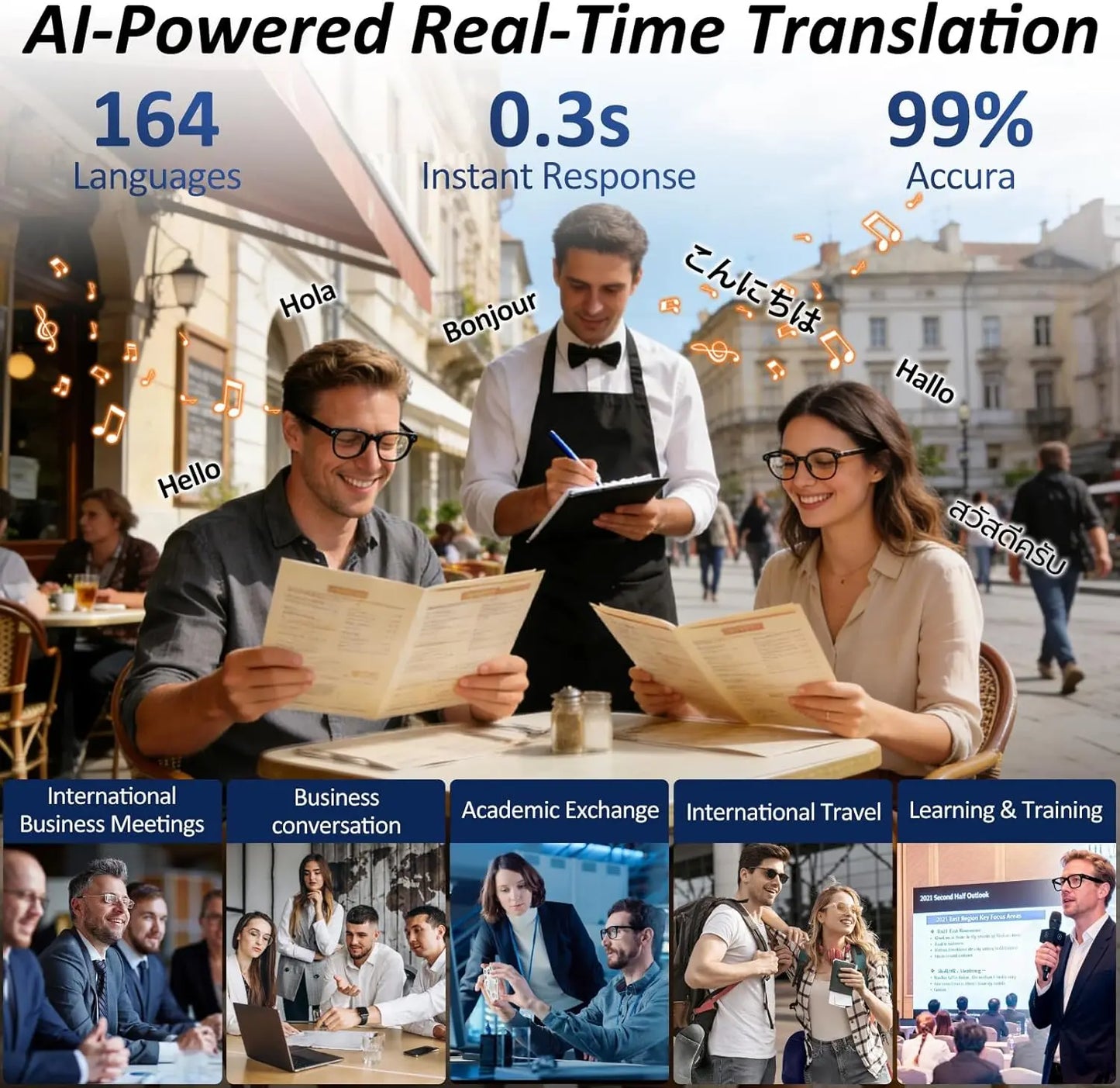 Large Capacity Smart Glasses with Translation & Recording Features