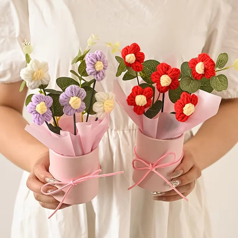Handmade Knitted Artificial Flower | Elegant Home Decor Gift