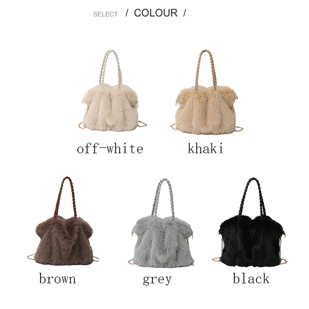Bolso tote de felpa elegante y de gran capacidad para mujer | A la moda