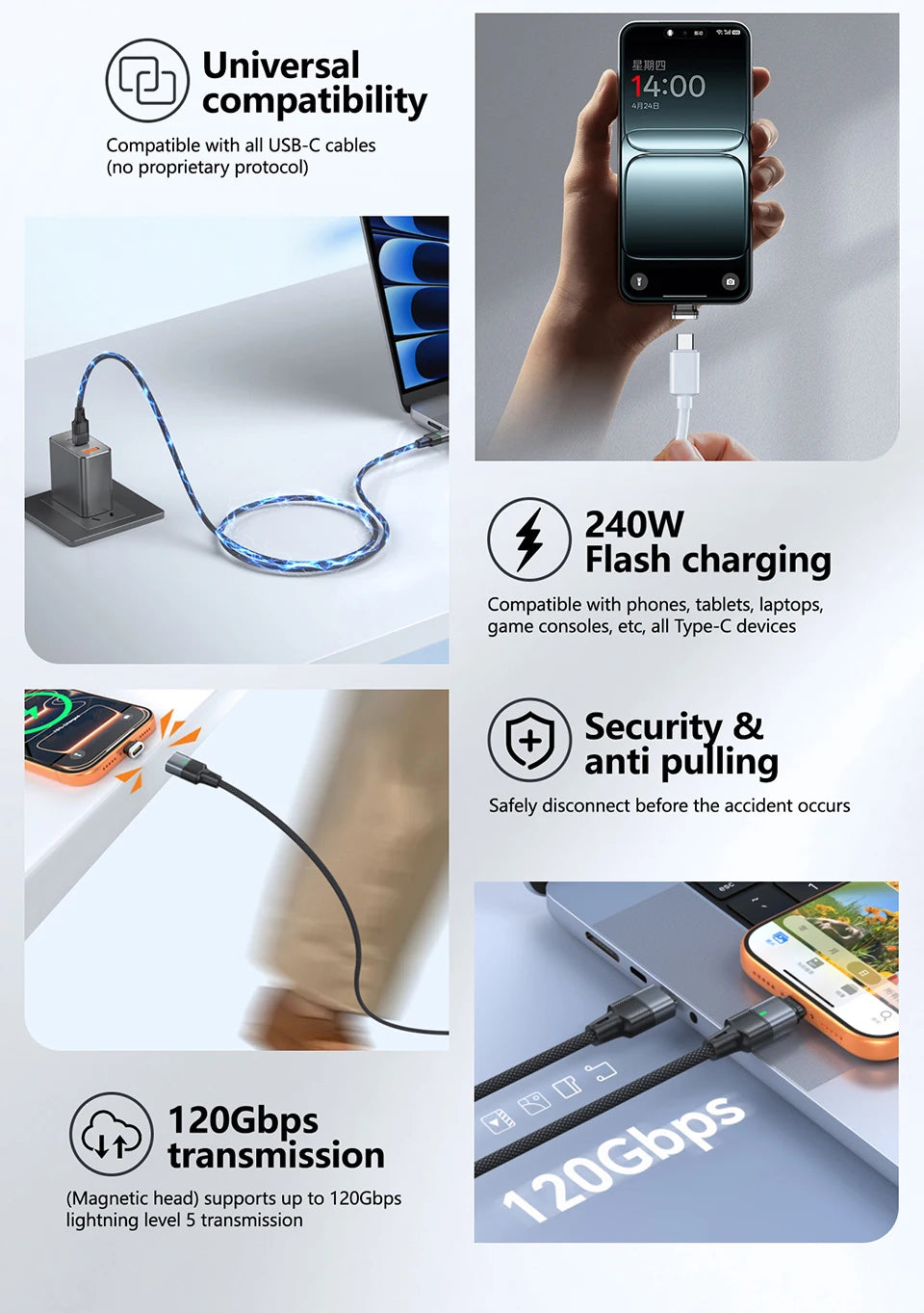 Super Fast Charging Magnetic USB C Cable | Universal Compatibility