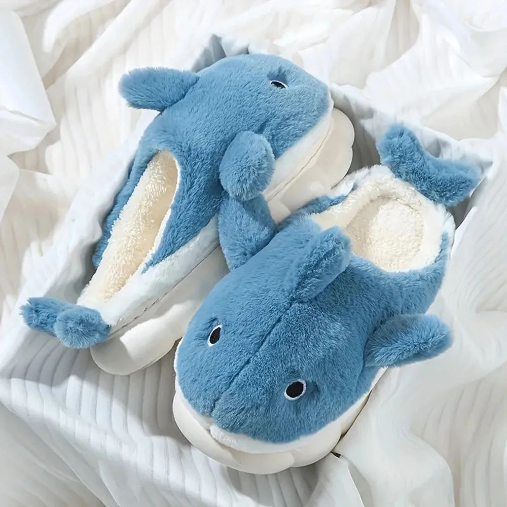Unisex Fuzzy Sharky Slides | Adorable Whale Shark Slippers