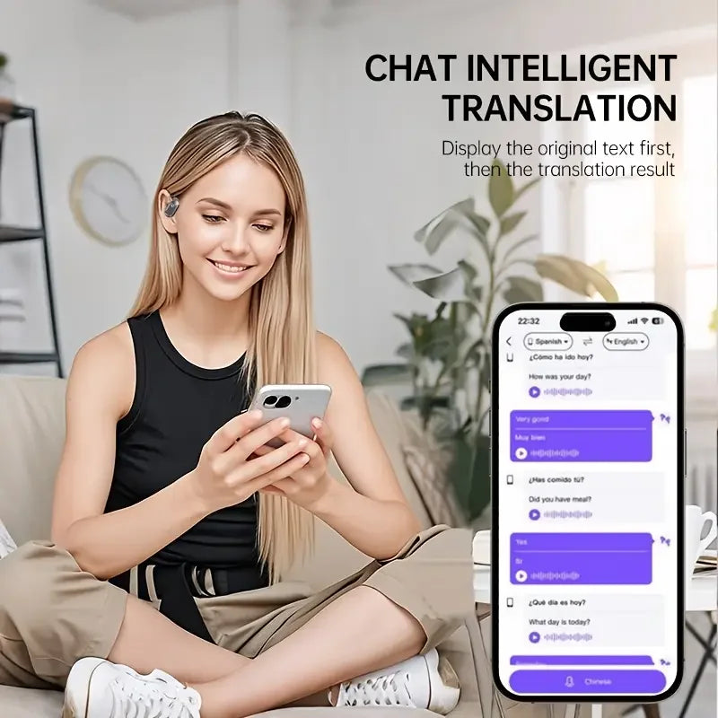AI Real-Time Translation Headset | 144 Languages, Type-C Charging