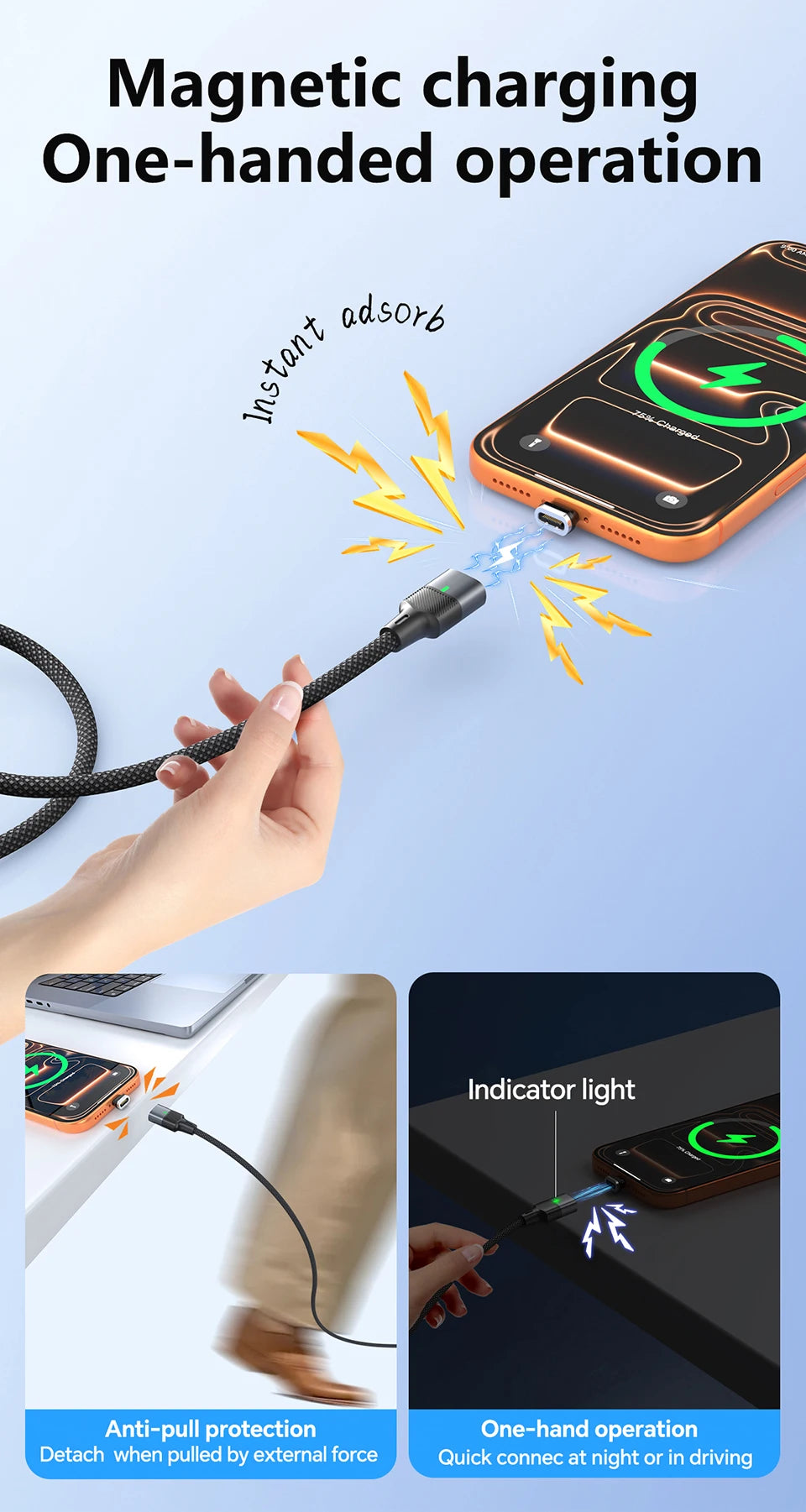 Super Fast Charging Magnetic USB C Cable | Universal Compatibility