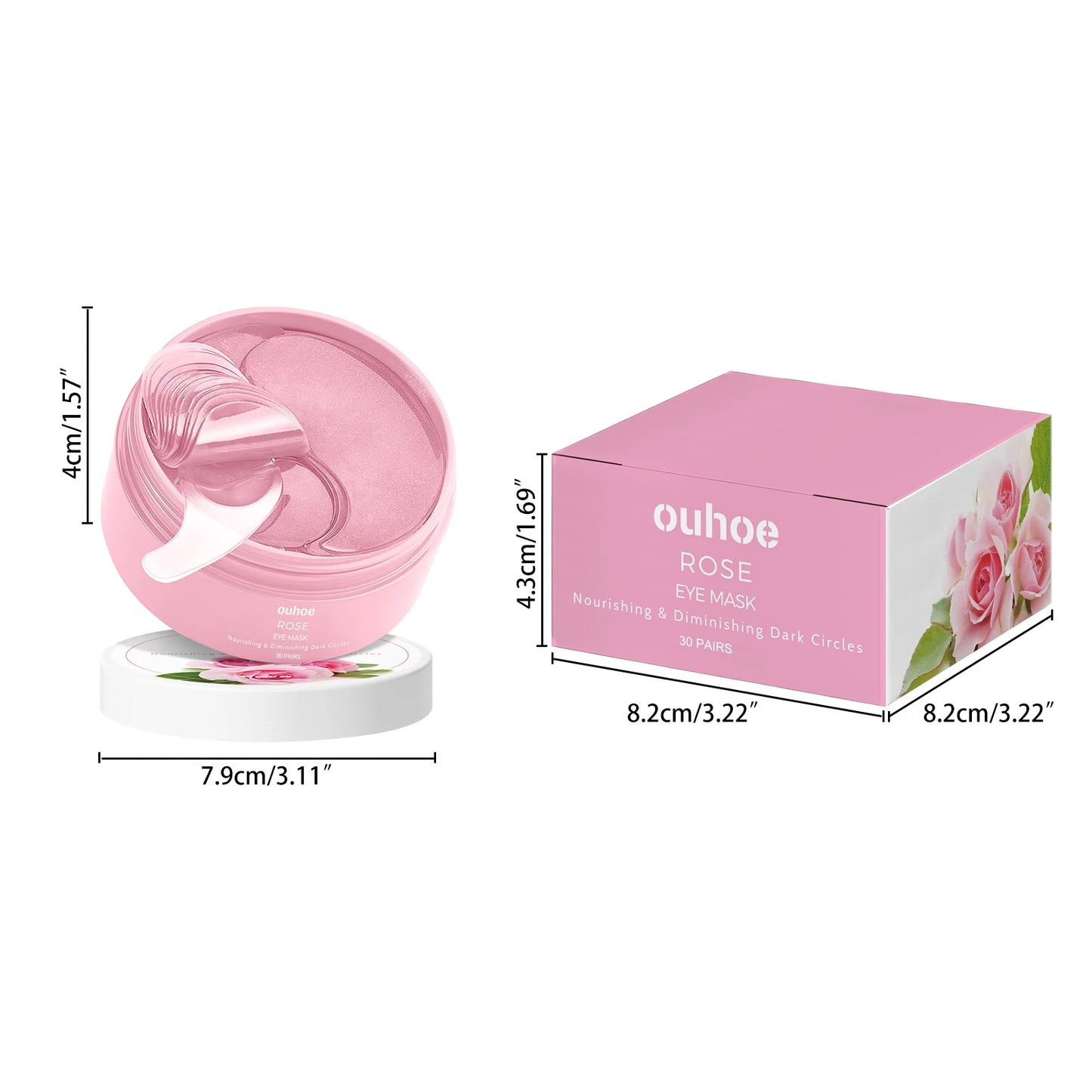 60pcs Rose Firming Eye Mask Anti Dark Circles Bags Remove Puffiness Moisturize Brighten Smooth Fine Lines Lifting Eye Mask