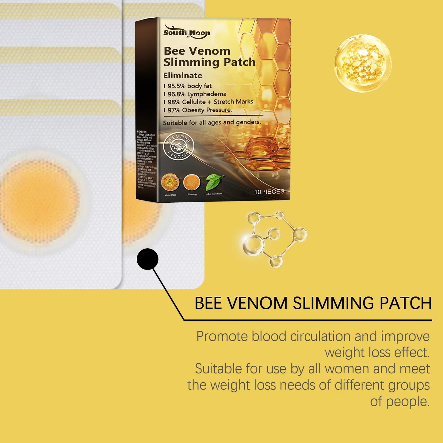 10pcs Bee Venom Body Shaping Patches for Weight Loss & Detox