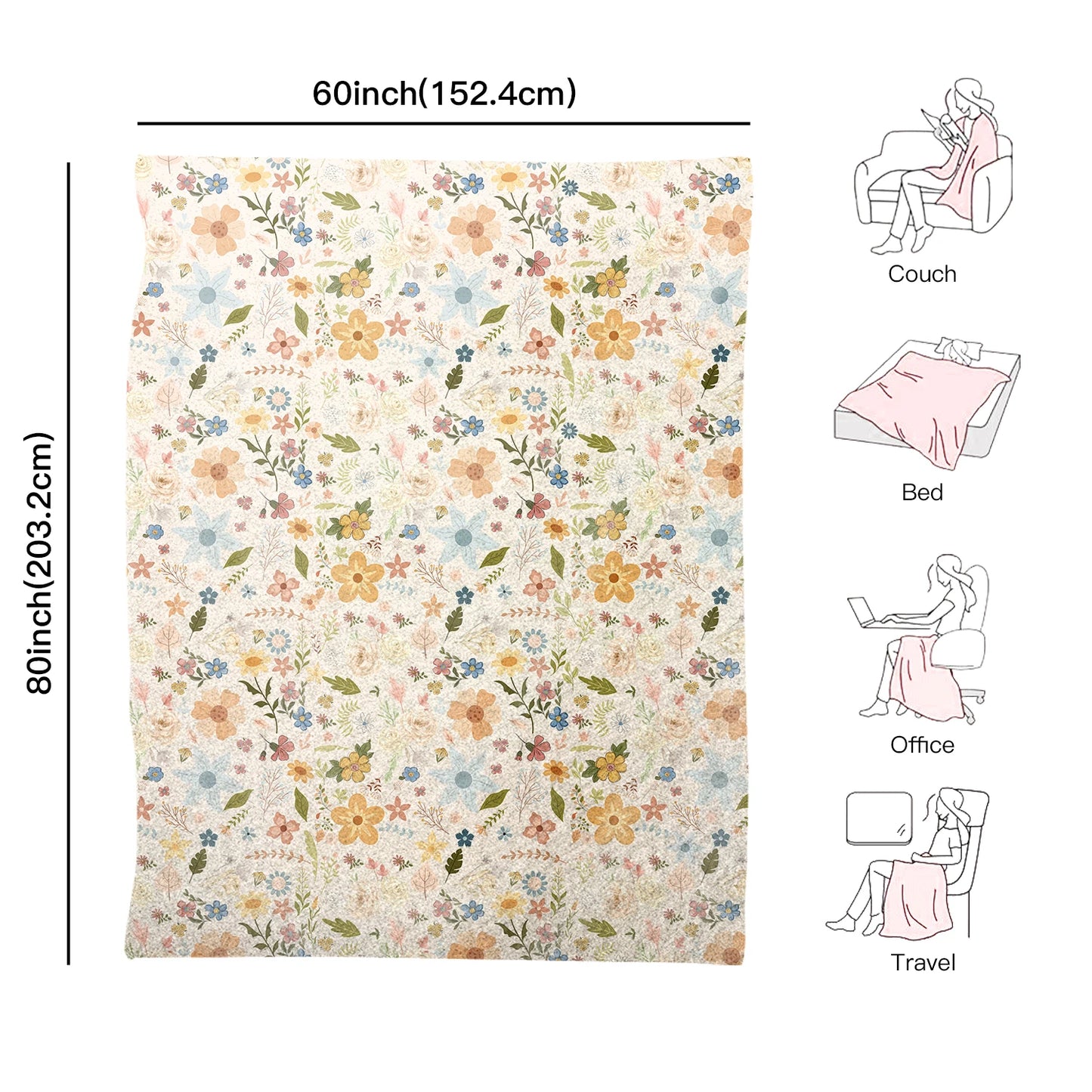 Floral Fleece Blanket | Soft Cozy Throw for Warm Comfort